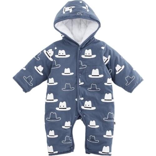 Winter Babys Clothes Toddler Infant Baby Boys Girls Hat puppy dinosaur printing Long Sleeve Hooded Jumpsuit Romper Clothes
