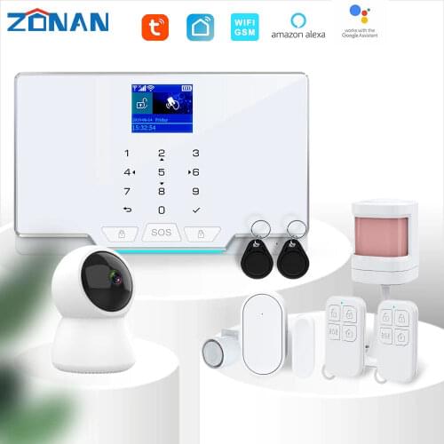 Zonan Tuya Wifi Security Alarm for home with IP Camera Apps Control Full-color Light Wireless Gsm Alarm Smart Home system