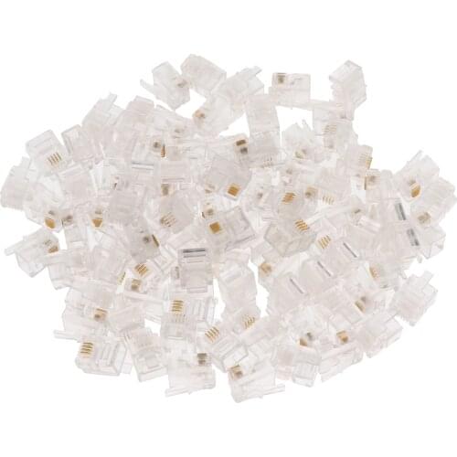 100x Telephone Plug 6P4C RJ11 Modular Plug (6/2, Telephones Cord Connector)