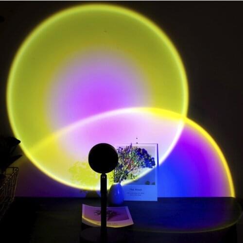 2020 USB Button Rainbow Sunset Projector Atmosphere Led Night Light Home Coffe Shop Background Wall Decoration Colorful Lamp