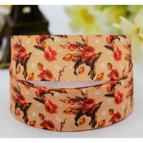 22mm 25mm 38mm 75mm Flowers Cartoon Printed grosgrain ribbon party decoration sewing supplies 10 Yards X-00271