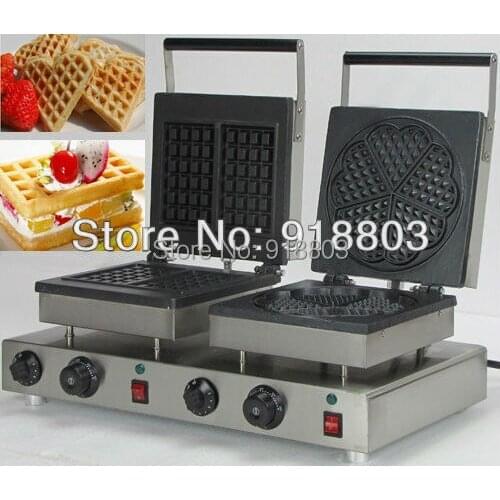 220v Electric Square&Heart Double Waffle Maker Machine Baker