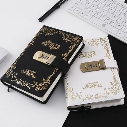 A5 notebook Password lock notebook Student Writing book diary book Confidential handbook leather note book school supplies gifts
