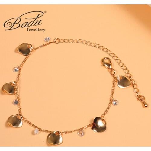 Badu 2020 New Women Beach Anklet Simple Heart-shaped Ankle Chain Fashion Bare Foot Chain Bracelet Bohemian Sandals Foot Jewelry