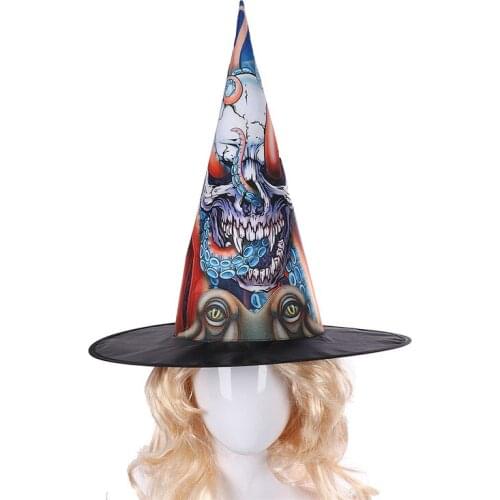 Halloween Party Sorceress Cosplay Printed Dragon Black Adult Hat Witch Accessories
