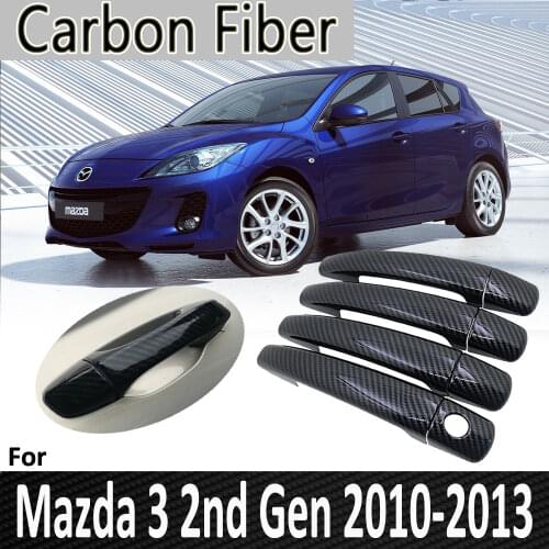 Black Carbon Fiber for Mazda 3 2nd Gen BL 2010 2011 2012 2013 Axela Sedan Hatchback Car Door Handle Cover Car Accessories