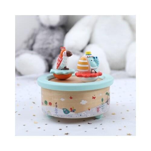 Wooden Rotating Music Box Baby Toy Music Box Baby Bedroom Decoration Gift Doll Musical Instrument Early Education Puzzle