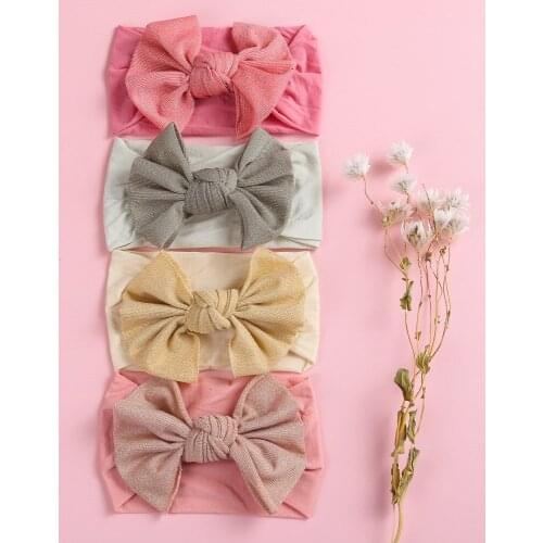 Baby Big Bow Soft Headbands nylon Hairband Bow Headwrap Kids Girl Head Wrap Baby Girls Hair Accessories