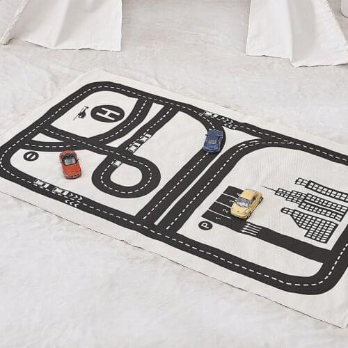 Kids Play Mat With Track Cotton Rugs Mat Cotton Track Floor Rug For Boy Room Decor Nordic Popular Play Mat For Kids Boy Room