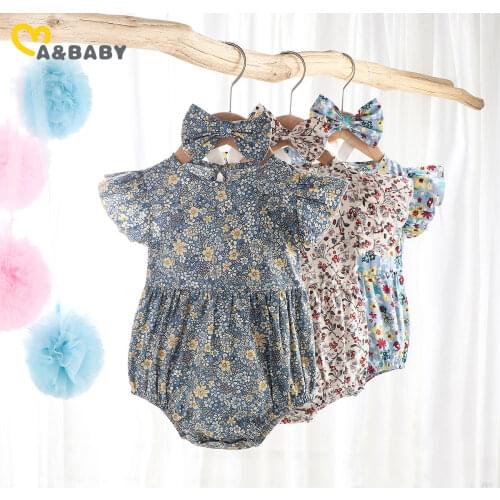 Ma&Baby 0-24M Summer Flower Newborn Infant Baby Girls Romper Ruffles Jumpsuit Playsuit Sleeveless Clothes Costumes