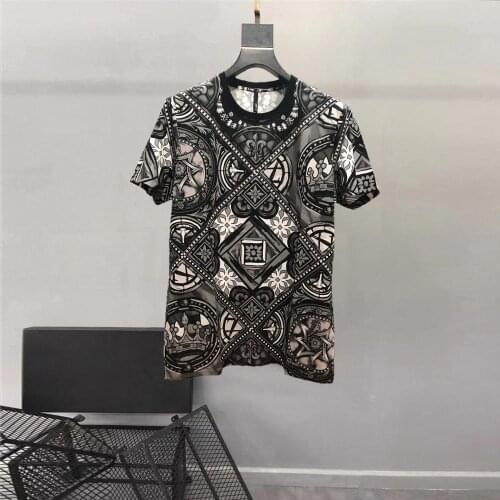 Summer High quality retro print Mens casual T-shirts Hot Fashion comfort Short sleeves Tee Tops C158