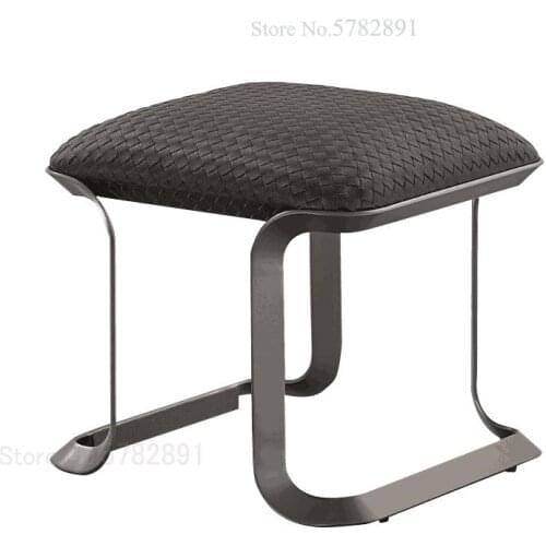 Custom Italian Minimalist Stainless Steel Dressing Stool Home Creative Shoe Changing Stool Simple Modern Woven Soft Bag Bedroom