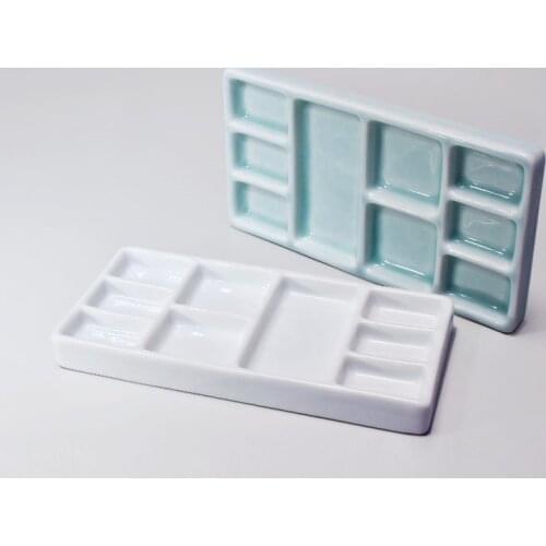 Ceramic multi-grid palette watercolor gouache pigment palette porcelain plate Jingdezhen color palette pigment plate