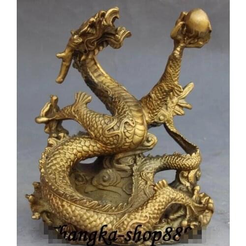 Chinese Fengshui Carving Zodiac Year Animal Dragon Dragons Statue
