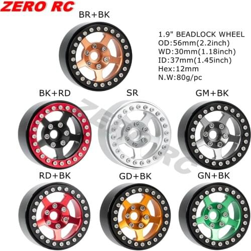 4PCS 1/10 OFF-ROAD Alloy 1.9" Beadlock Wheels Rims 12mm Hex Mount For RC 1:10 Crawler Axial SCX10 III Capra Traxxas TRX4 TRX6