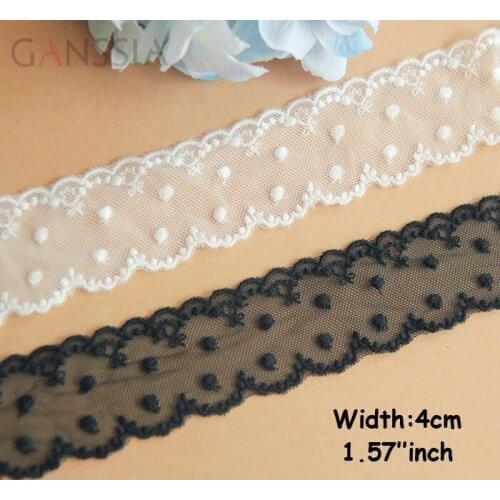1yrd/lot Width:4.0cm Lovely 2 colors dot design embroidered lace trims mesh lace for garment Sewing accessories(ss-641)