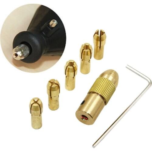 Mini Drill Chucks Adapter 7pcs 0.5-3mm Electric Motor Shaft For Copper Drill Folder Copper Cap Axis Drill Collet Tools With Wre