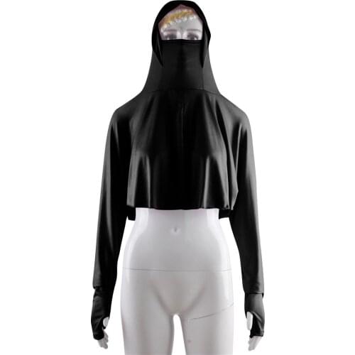 Muslim Full Cover Niqab Women Hijab Cap Veil Bonnet Inner Islamic Turban Head Wear Hat Neck Cover Face Mask Long Sleeve Tops