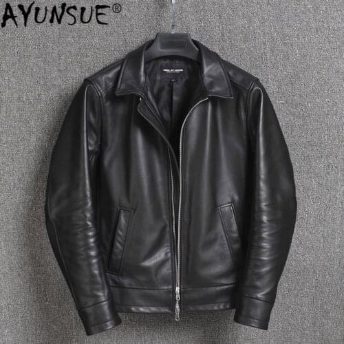 AYUSNUE Genuine Leather Jacket Men Clothes Sheepskin Coat Casual Spring Autumn Vintage Mens Jackets 2020 Veste Cuir Homme KJ4721
