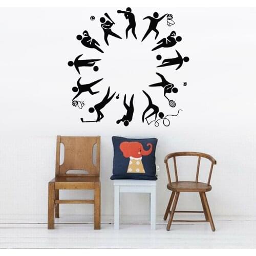 Ball Sport Wall Decal Gymnasium Decor Athletes Tennis Basketball Golf Soccer Vinyl Wall Stickers Nursery Home Decoration Z284