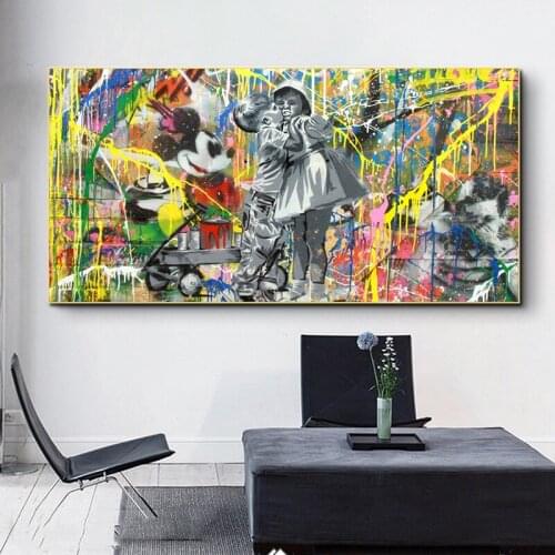 Disney Graffiti Art Mickey Mouse Boy Kissing Girl 5D Diamond Painting Kits Embroidery Full Mosaic DIY Craft Lover for Home Decor