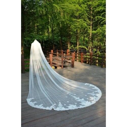 New 3M/4M/5M Cathedral Lace Edge Wedding Bridal Veils With Comb Long Bride Veil bride accessories bridal hair accessories