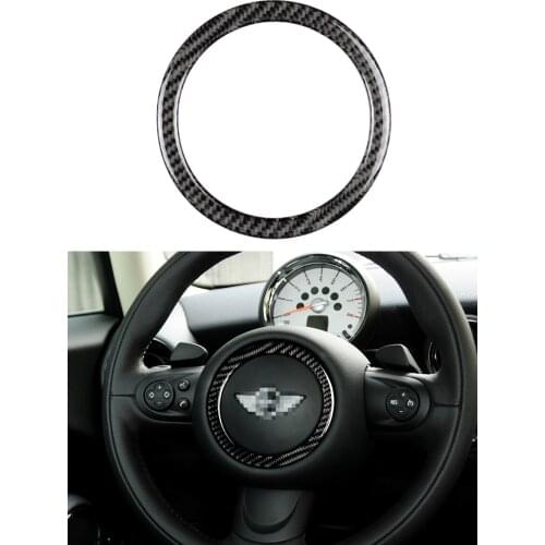 Genuine Carbon Fiber For BMW MINI R55 R56 COUNTRYMAN R60 PACEMAN R6 2007-2013 Car Steering Wheel Cover Trim Styling Sticker