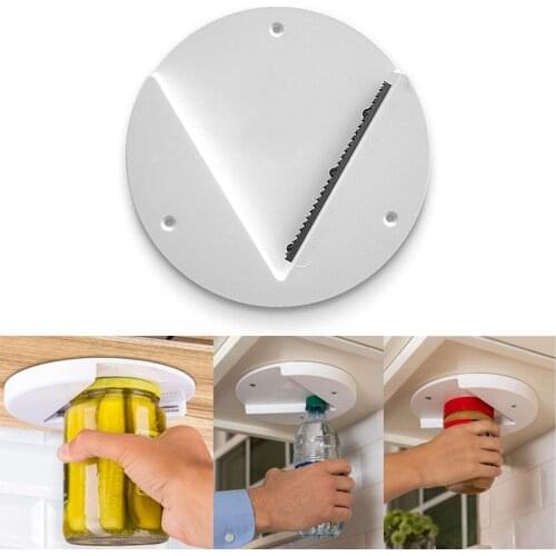 Professional Jar Opener Multi-function Cap Opener Under Cabinet Fit Any Sizes Lid Cans Quick Opener Simple Useful Kitchen Gadget