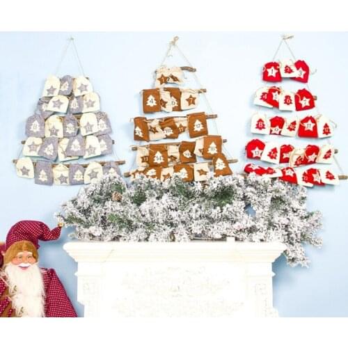 Christmas Countdown Calendar Hanging Rack With Cloth Storage Bag Festive Party Supplies