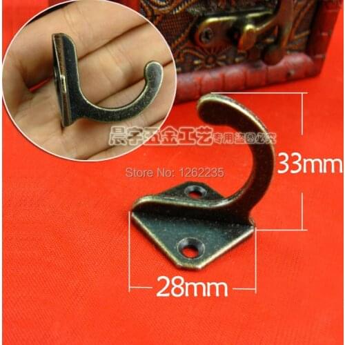 28*28mm Antique Brass Victorian Wall coat hooks key bag hanger vintage retro finishing Wood coat hooks DIY Hardware