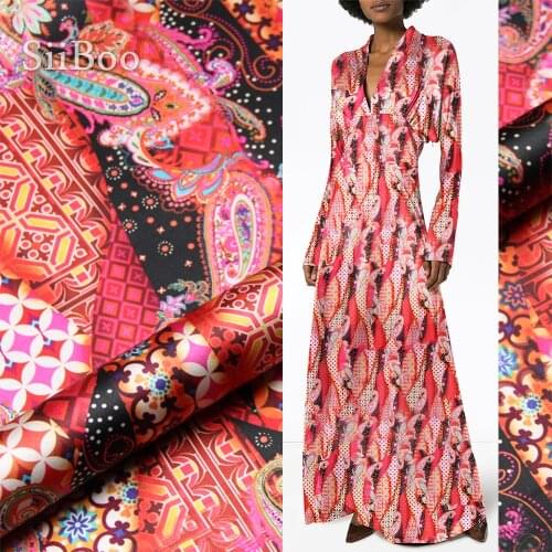 Siiboo spandex natural silk printed fabric with parsley delicate pattern sophisticated color high end Tela de seda sp6408