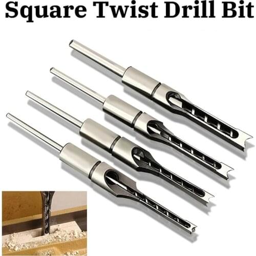 JUSTINLAU HSS Twist Drill Bits Woodworking Drill Tools Auger Mortising Chisel Drill Set DIY Furniture Square Hole DIY Furniture