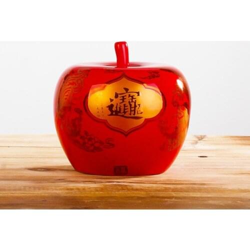 Traditional Chinese Style Ceramic Red Vase Home Lucky Decoration Office Porcelain Table Vase