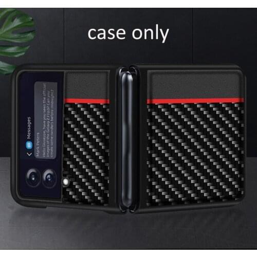 For Samsung Z Flip3 Mobile Phone Case Carbon Fiber Texture PC Design Color Matching Protective Cover Protective Case
