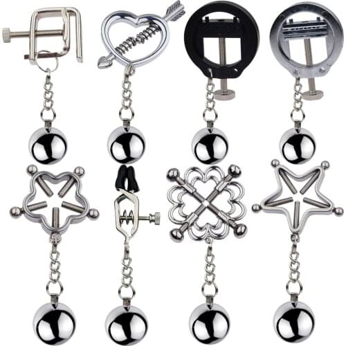 Slaves Nipple Clamps Sex Toys of Stainless Steel Metal Weight Ball Milk Breast Clips for Bdsm Bondage Couples Torture Play Games