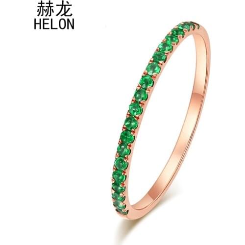 Solid 14K Rose Gold 0.2ct Genuine Tsavorite Engagement Ring Anniversary Band For Women Wedding Party Gift Romantic Fine Jewelry