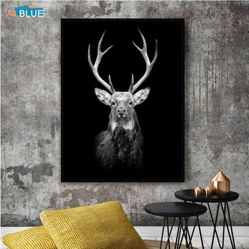 Canvas Art Animal Posters And Prints Black and White Giraffe Elephant Zebra Painting For Living Room Wall Art Decorative Picture