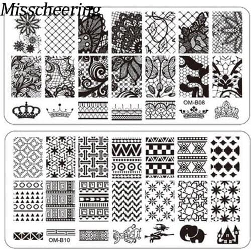 1Pcs Rectangle Nail Stamping Template Stainless Steel 6X12cm Flower Animal Pattern Printing Plate DIY Nails Manicure Stencils