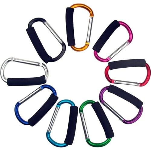 7Color Aluminium Baby Stroller Hooks High Quality Button Carabiner Shopping Bag Carriage Hooks Pushchair Stroller Accessory Hook