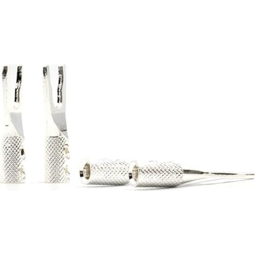 8x Pure Silver Plated Copper Spade Plug Speaker Cable Wire Connector HiFi Double Screw Locking Spade Connector