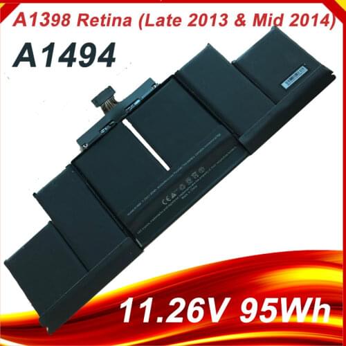 A1494 laptop battery For Apple MacBook Pro 15" Retina A1398 ME239 ME294 A1494 (2014 2013)