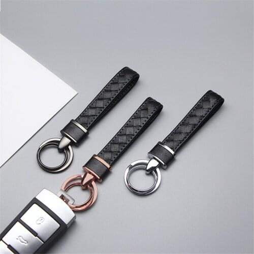 Car Keychain Keyrings For Suzuki Swift Vitara Jimny Grand Metal Double Rings Gentleman Business Hand Woven Leather Key Chain
