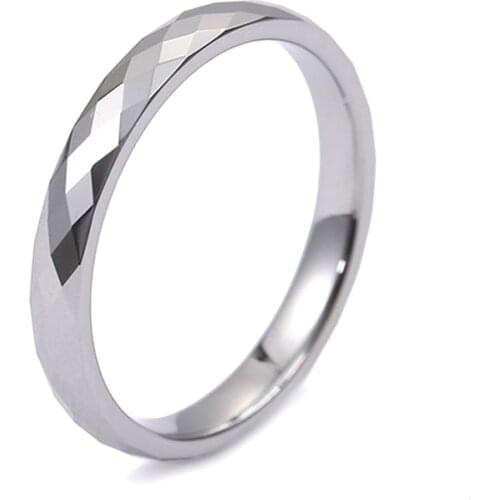 3/6mm Shiny Golden Multi Faceted tungsten carbide jewelry finger ring marriage wedding band couple rings for men and women