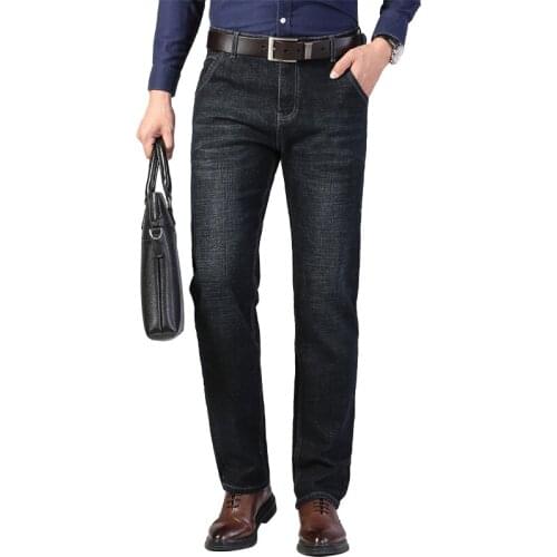 Pants for Men Famous Brand Black Jeans Spring Autumn Stretch Business Casual Slim Fit Male Straight Classic Trousers High Qualit