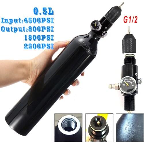 4500psi 0.5L Diving Bottle 5/8"-18UNF Output 800/1800/2200psi High Compressed Tank for Paintball HAP PCP Air Guns Fire Fighting