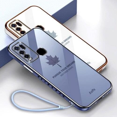 Maple Leaf Plating Phone case for VIVO Y50 Y30 Y20 Y20S Y52S Y70S Y73S Y52 Y72 5G Y97 Y93 Y85 Y19 soft TPU Camera protect cover
