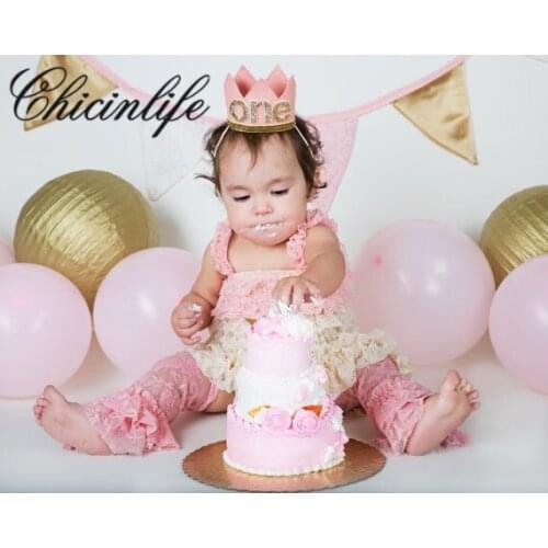 Chicinlife Baby Girl First Birthday Headband Crown Princess handmade Hairband Hair Band Baby Shower decoration party supplies