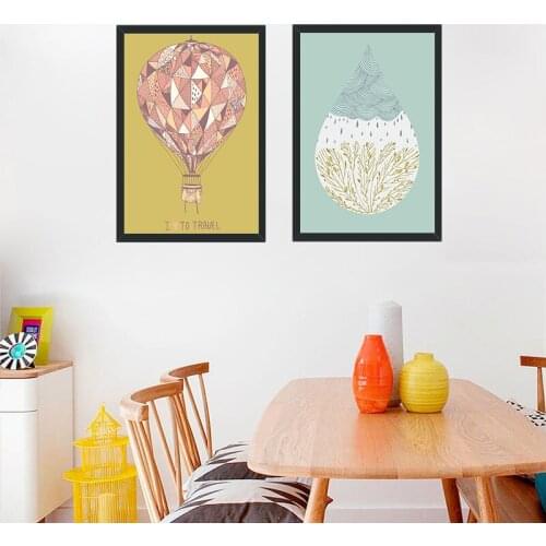 European Mashup Canvas Painting Hot Air Balloon I LOVE TO TRAVEL Posters Bedroom Living Room Kitchen Wall Art Painting Pictures