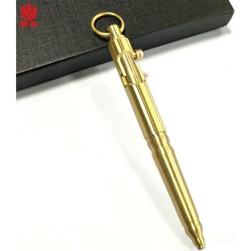 1PCS Hot Sale!!! Portable Pocket Business Office Sign Pen EDC Brass Pen Tactical Cylindrical Bolt Self-Defense Pen