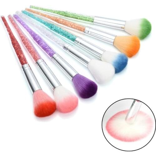 New 7 Colors Nail Glitter Brush Dust Clean Brush Acrylic Uv Brush Powder Removal Rhinestone Handle Brushes Manicure Tools